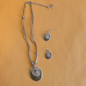 Elegant French Made Silver and Tan Jewelry Set